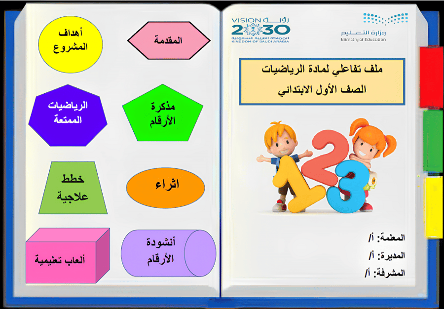 ملف تفاعلي لمادة الرياضيات أول ابتدائي