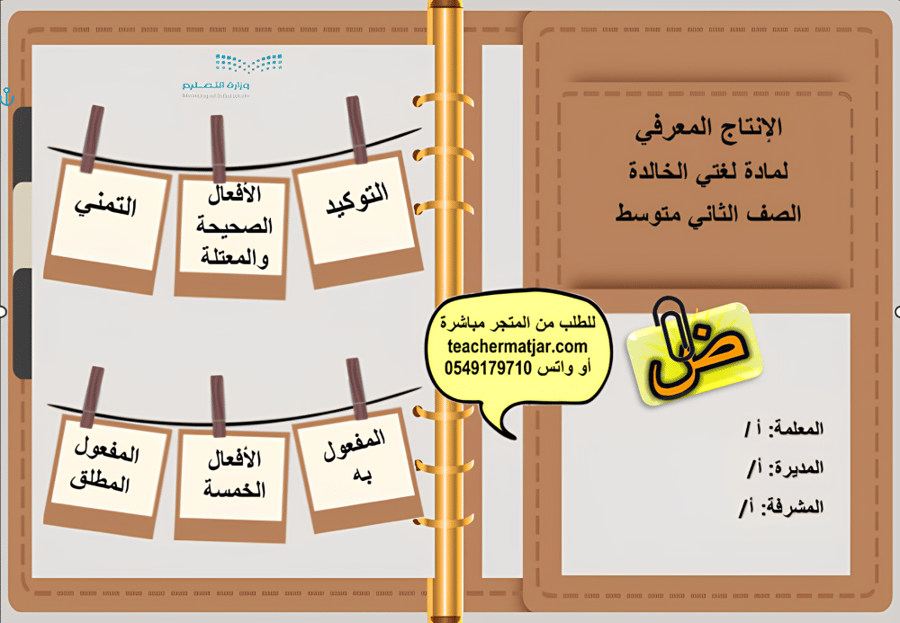 الانتاج المعرفي لمادة لغتي  الخالدة ثاني  متوسط