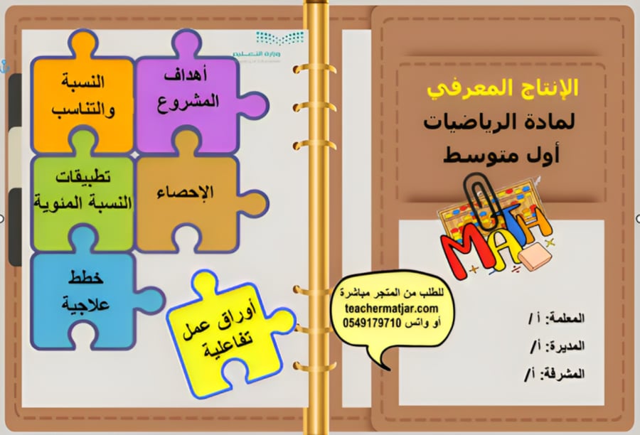 الانتاج المعرفي لمادة الرياضيات اول  متوسط