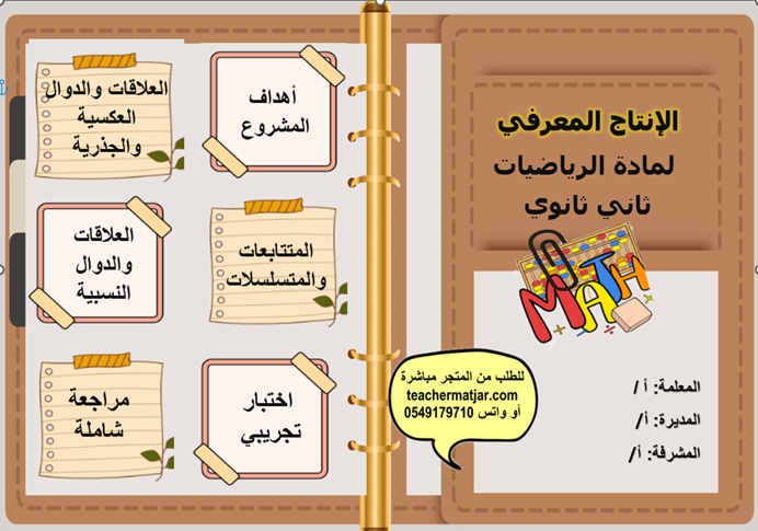الانتاج المعرفي لمادة الرياضيات ثاني ثانوي
