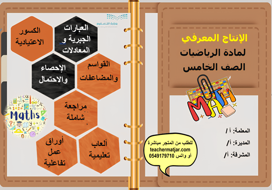 الانتاج المعرفي لمادة الرياضيات خامس  ابتدائي