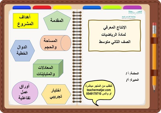 الانتاج المعرفي لمادة الرياضيات ثاني متوسط