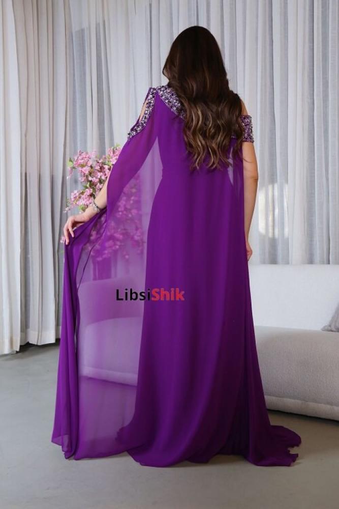 فستان سهرة كم شال