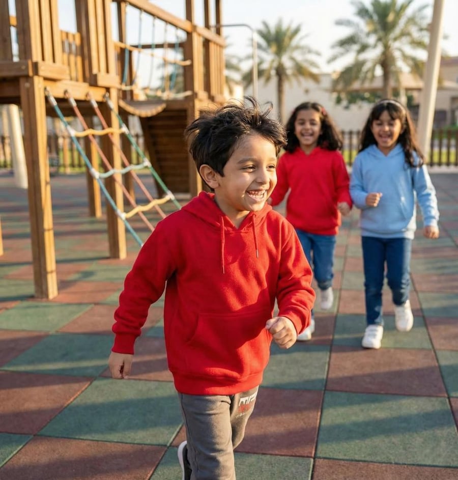 بلوفر أطفال أحمر شتوي قطن أصلي