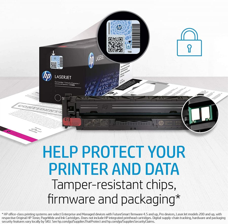 حبر HP 203A أسود أصلي يحمي أجزاء الطابعة الداخلية من التلف وتراكم