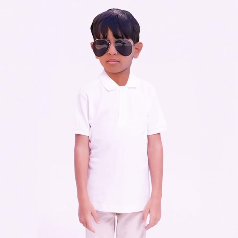 تيشيرت بولو ابيض اطفال
