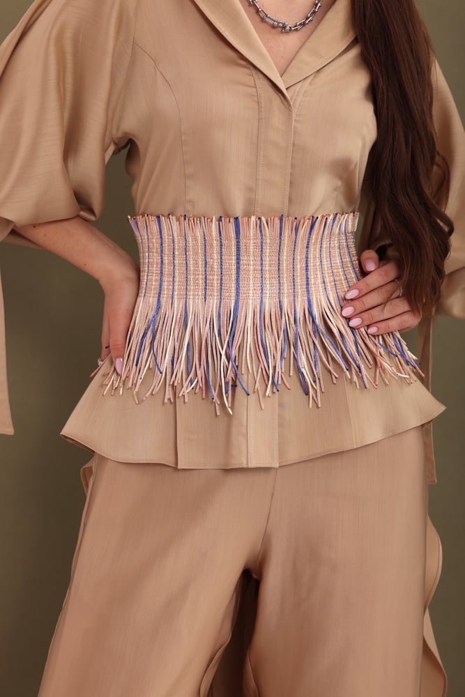 Fringed cord belt (Blue)
