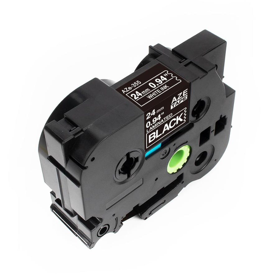 TZC-355 ليبل براذر صيني مقاس 24 ملي طباعة اللون ابيض على اسود