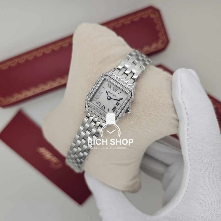 ساعة كارتير بانثر مرصعة بزركون خارجي