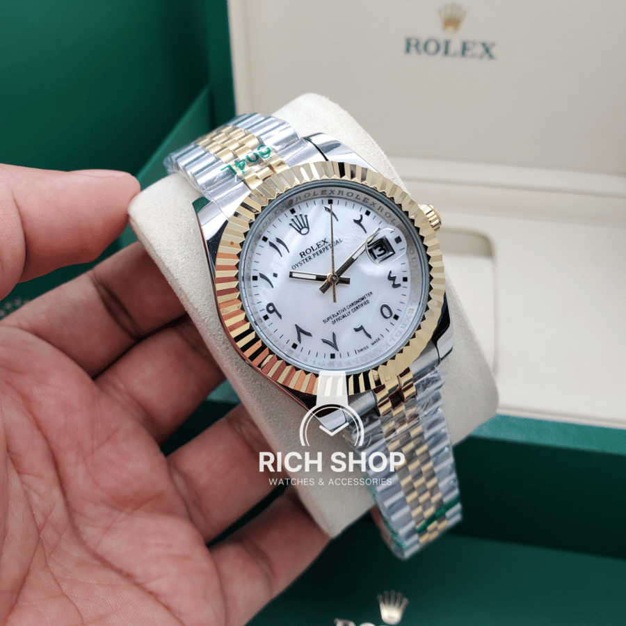 Rolex Datejust watch with Arabic numerals