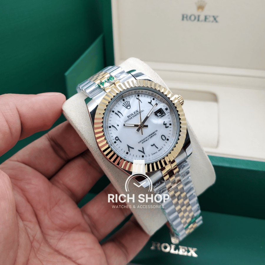 Rolex Datejust watch with Arabic numerals