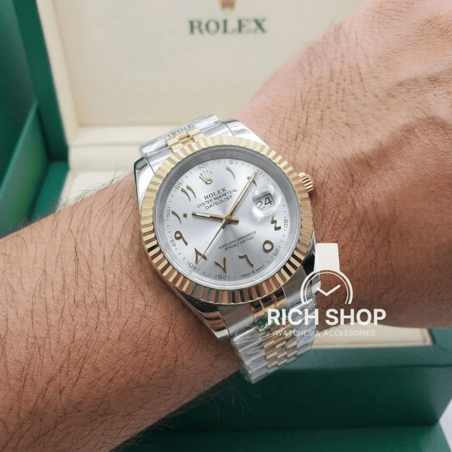 Rolex Datejust watch with Arabic numerals