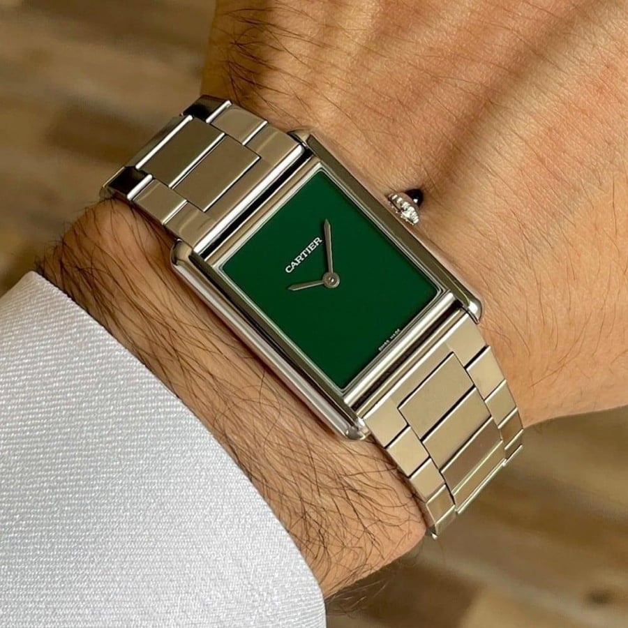 Cartier Tank watch, green strap