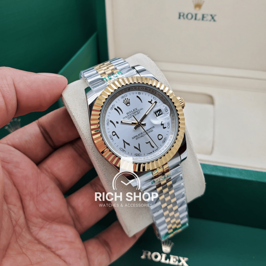 Rolex Datejust watch with Arabic numerals