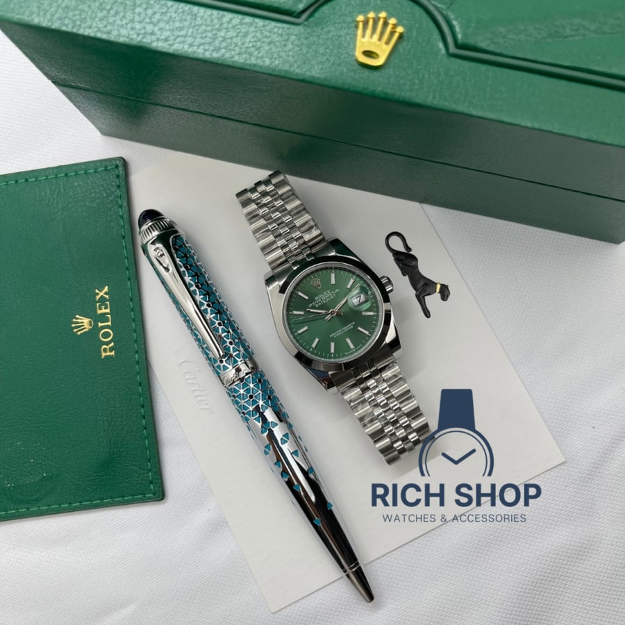 Rolex watch set with Cartier pen
