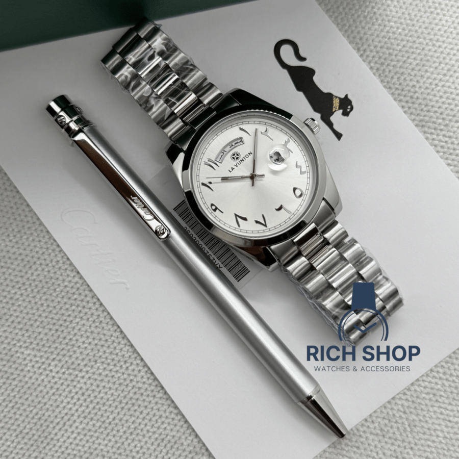 A watch set similar to Rolex with a Cartier pen