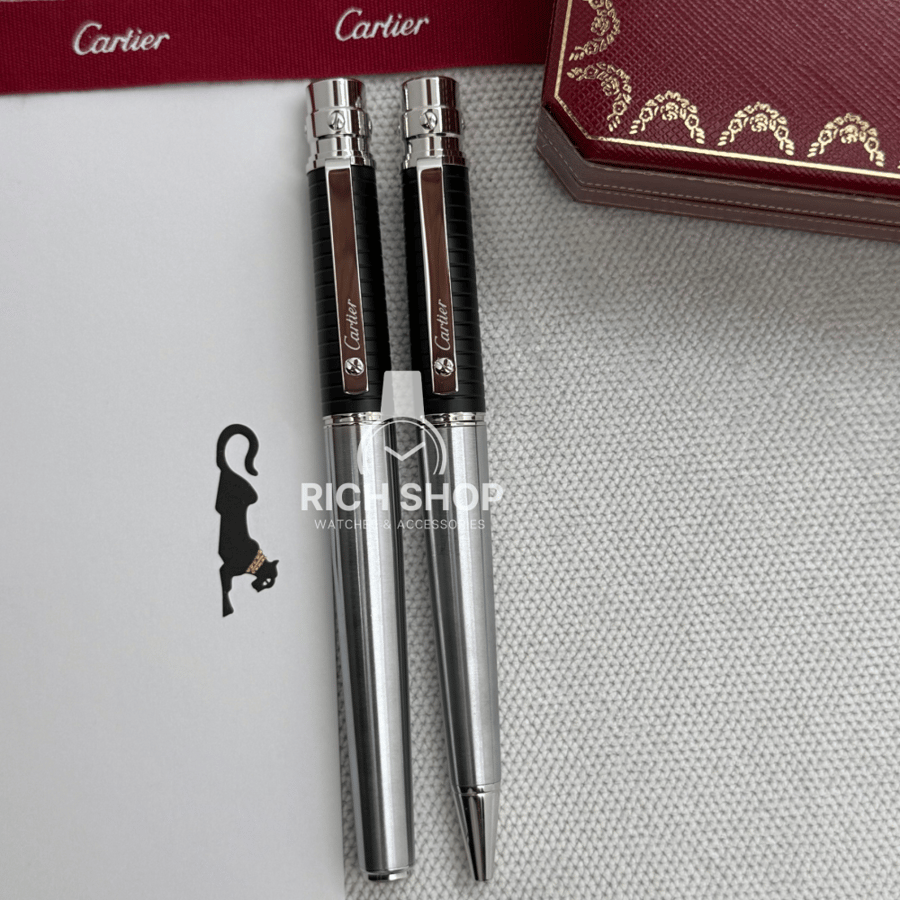 Cartier Santos pen matte black on silver