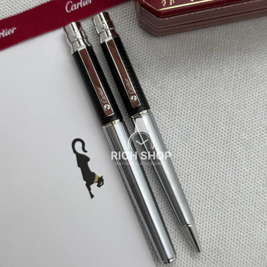 Cartier Santos pen matte black on silver