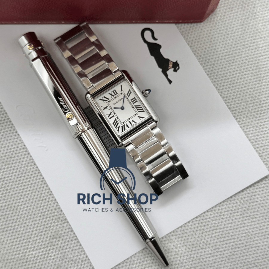 Cartier Tank Solo watch set and Cartier striped jumbo pen