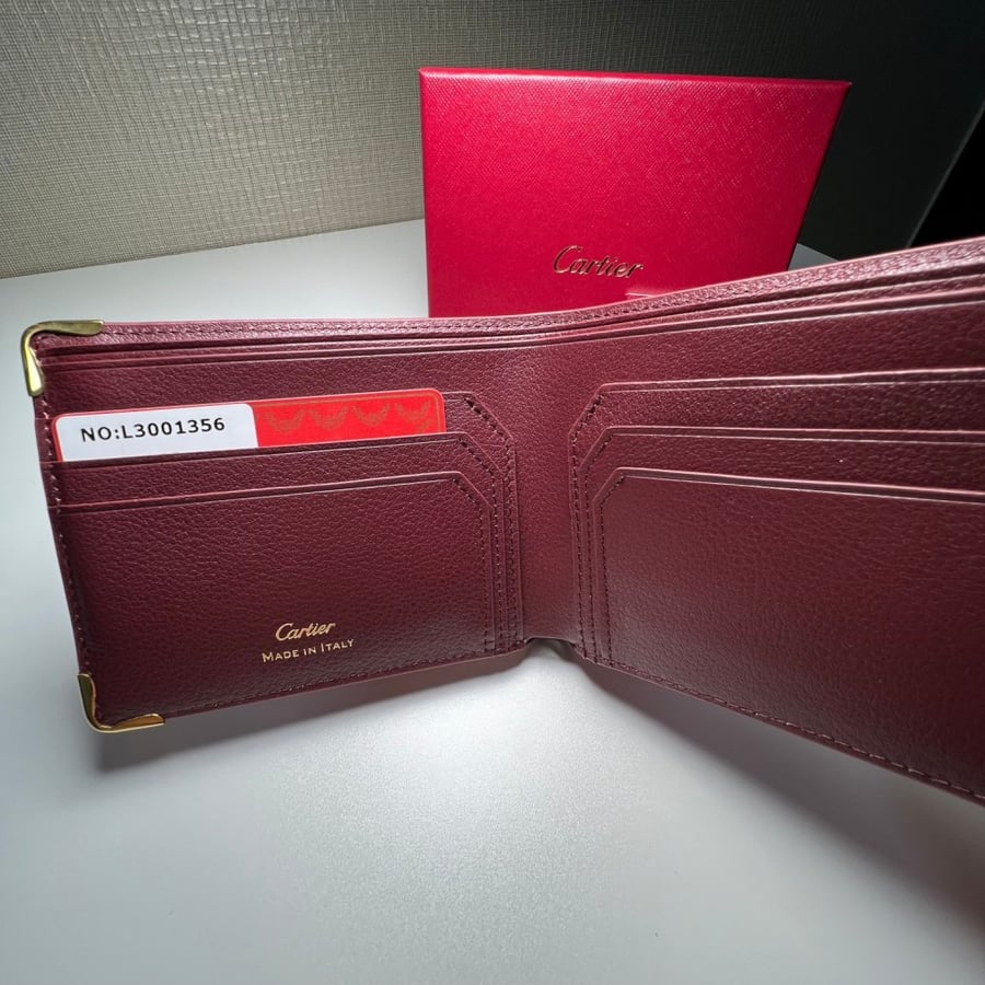 Cartier large wallet in burgundy color