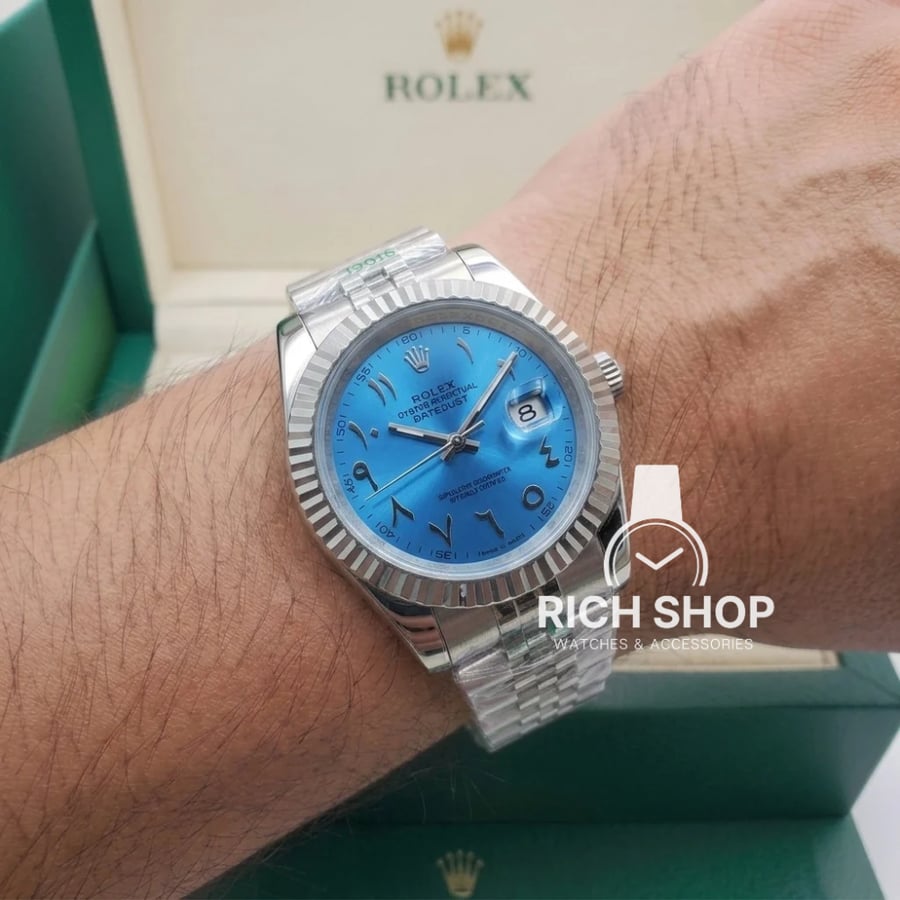 Rolex Datejust watch with Arabic numerals