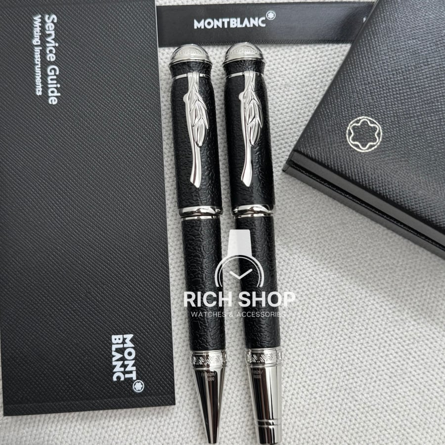 قلم مونت بلانك الجديد اسود على فضي