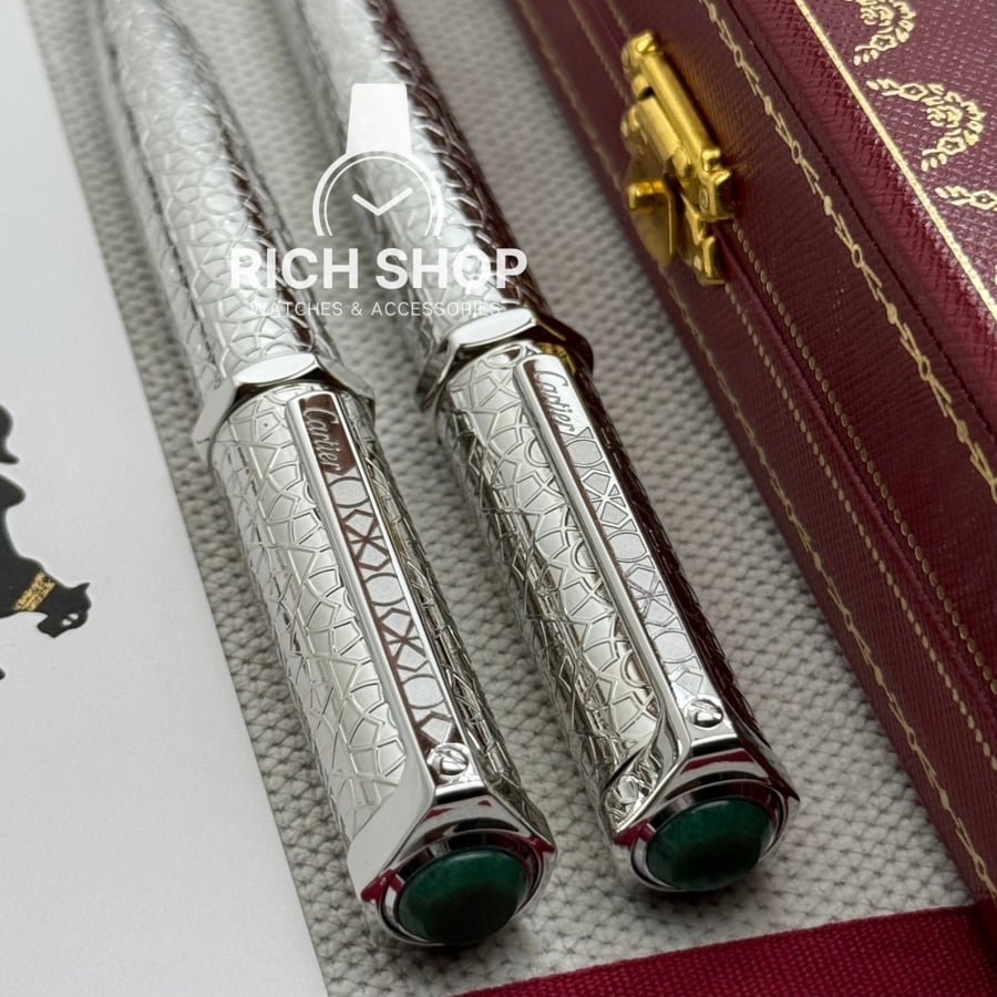 قلم كارتير سانتوس دومو مزخرف فص اخضر