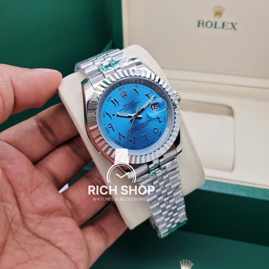 Rolex Datejust watch with Arabic numerals