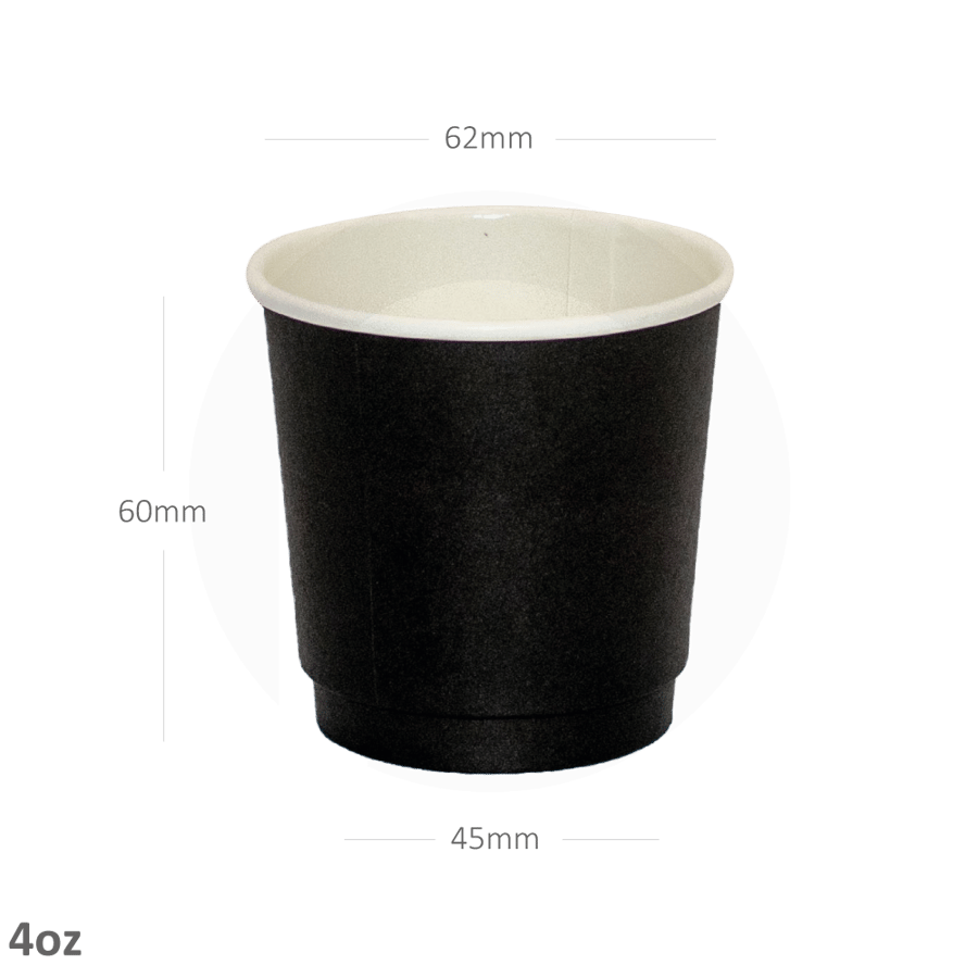 Black 4-ounce paper cups, full carton of 500 cups without lids