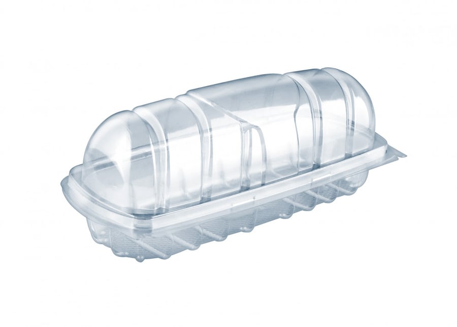 Plastic connected box for sandwich, size 2.62×9.60×8, carton of 300 pieces