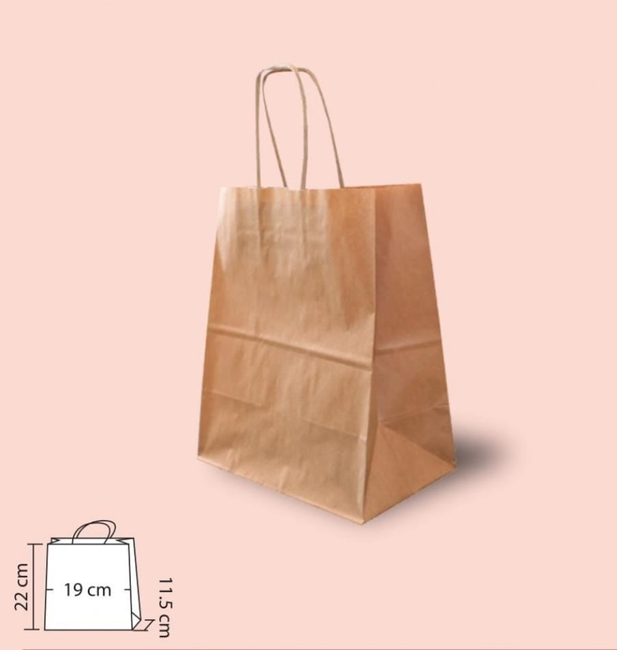 Brown paper bag with handle size 19