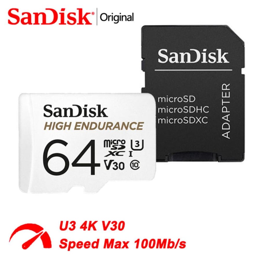 بطاقه ذاكره 64 جيجا 4K بسرعة 100 ميجابايت/ثانية SanDisk High Endurance