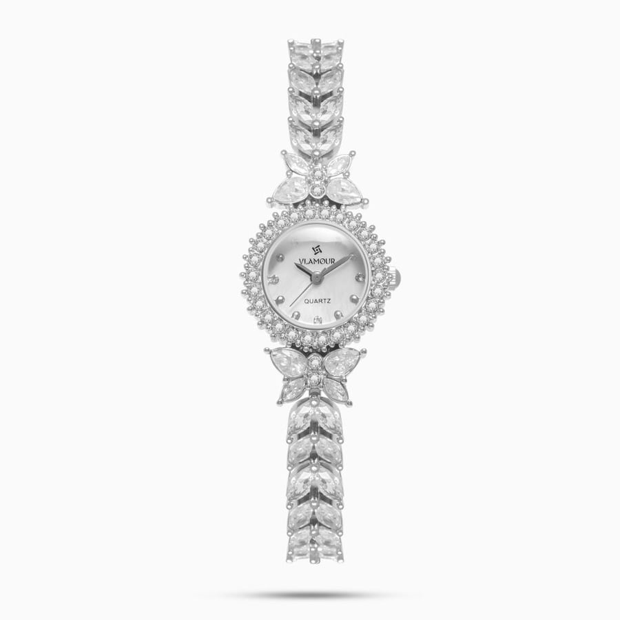 Women's zircon watch in silver color