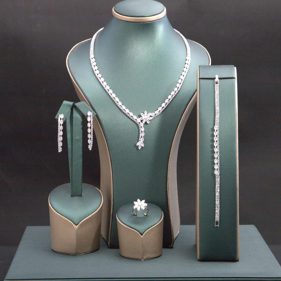 Luxury women's set decorated with zircon stones