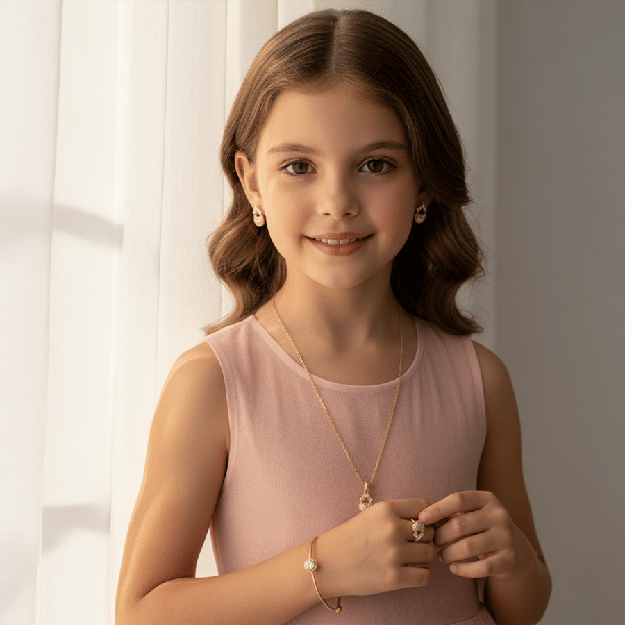 Children's set with a soft design in gold color