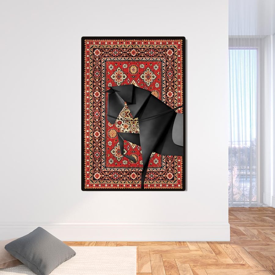 لــــوحة  سجاد مع خيل-تصميم عصري