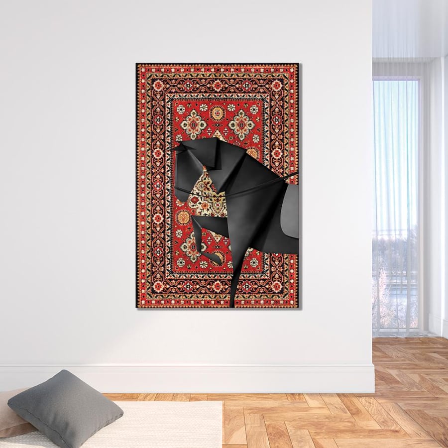 لــــوحة  سجاد مع خيل-تصميم عصري