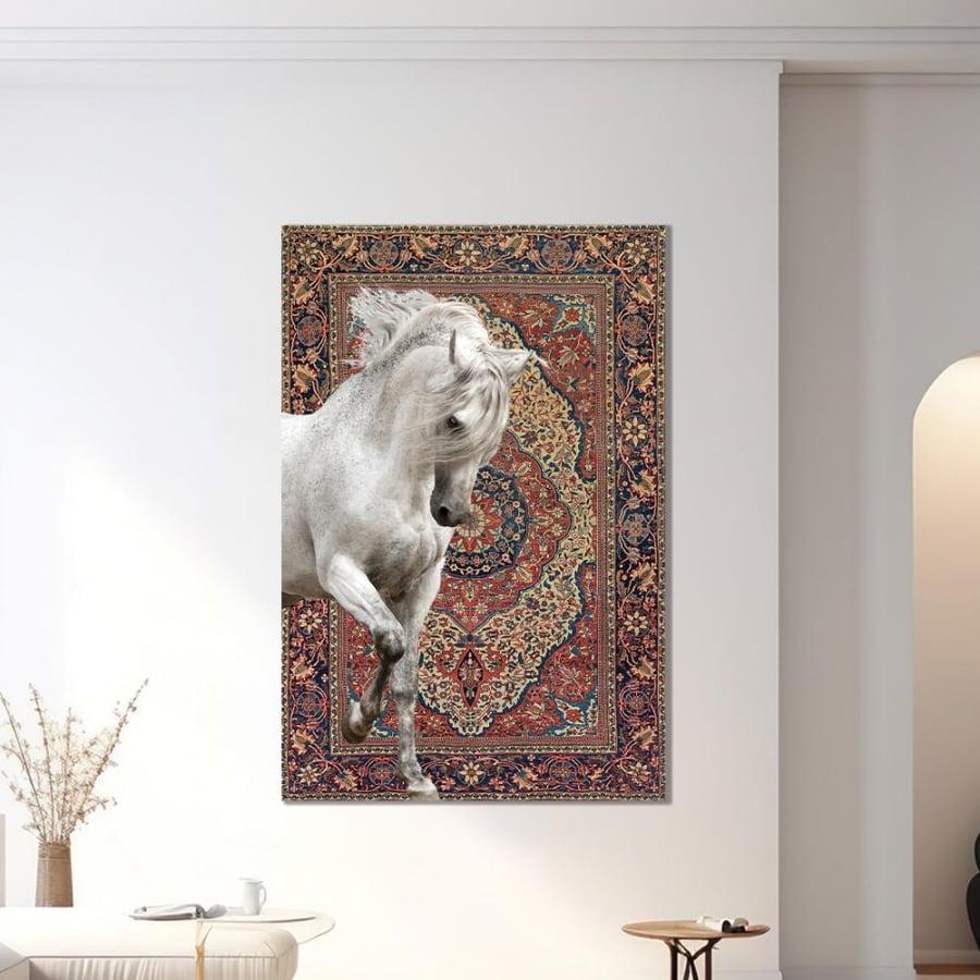 لــــوحة  سجاد مع خيل-تصميم عصري