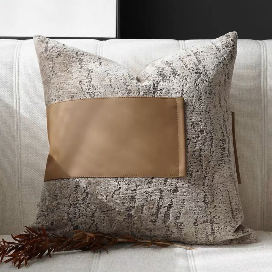 Elegant gray and brown pillow cover