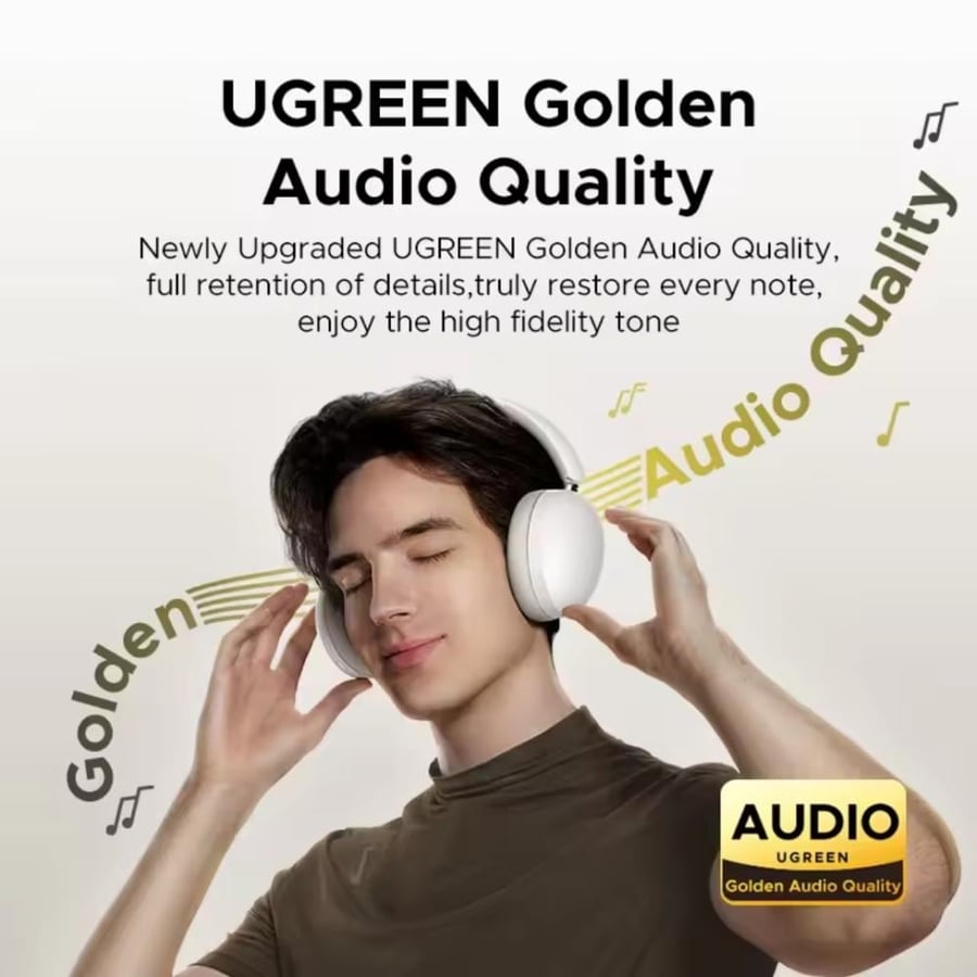 سماعه رأس بلوتوث لاسلكية UGREEN Studio 'تشغيل الى 80 ساعه ، سماعه إذن ستيريو واي فاي مع ميكروفون بلوتوث 5.4