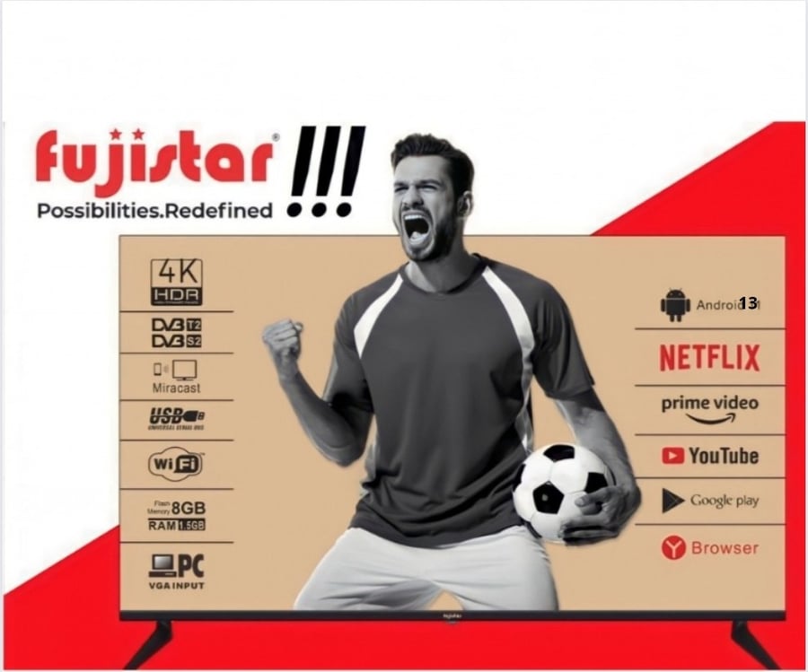 شاشة فوجي ستار 50 بوصة 4k HDR اندرويد 13 من متجر اسوار العريش اطلب الآ