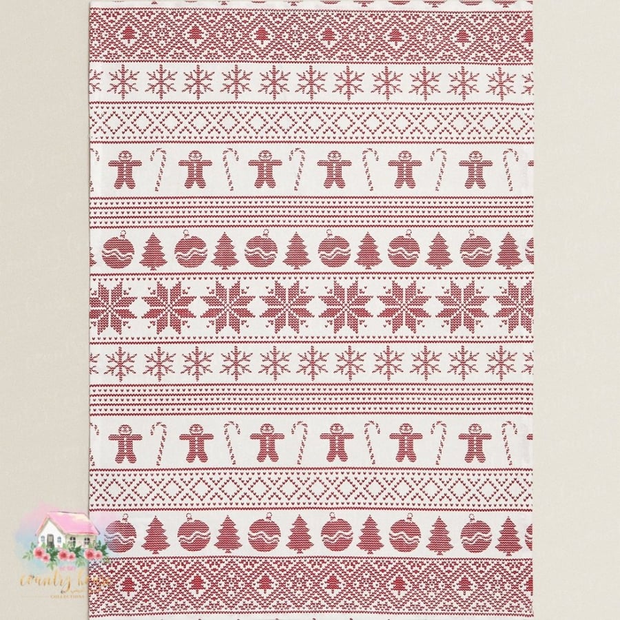 مفرش شتوي أحمر أبيض زارا Zara tea towel