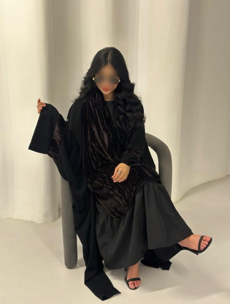 N47 - Half Bisht - Malaki fabric - Added velvet - Brown