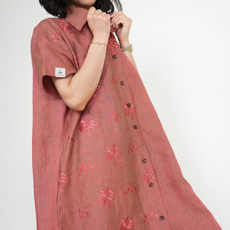 Brocade Red Casual Dress