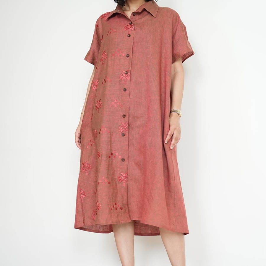 Brocade Red Casual Dress
