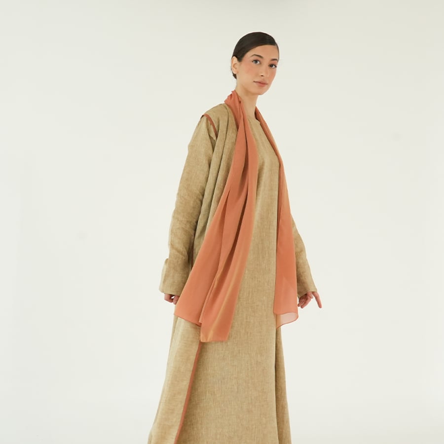 Najd brown Print Abaya