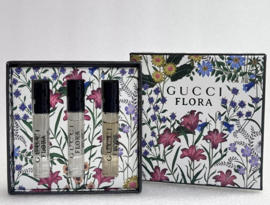 طقم من 3 عينات عطور قوتشي فلورا ( قاردينيا GARDENIA / ياسمين JASMINE / ماقنوليا MAGNOLIA ) حجم كل عينة : 1.5 مل