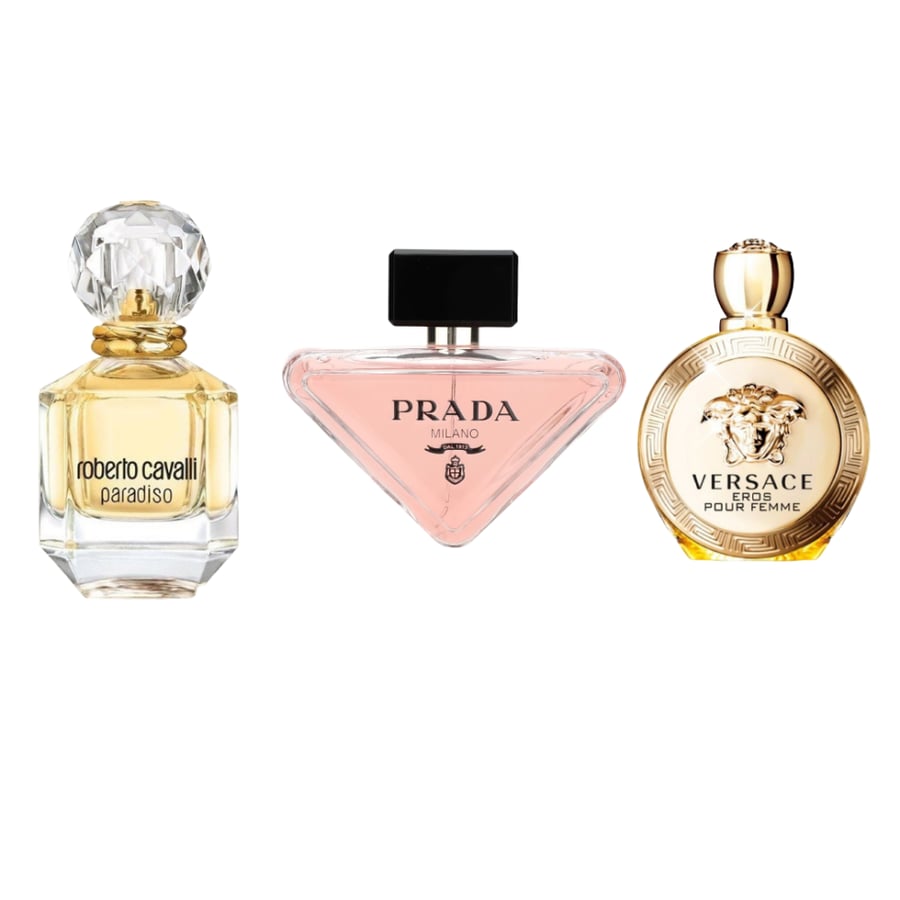 عطر فرزاتشي ايروس او دو بارفيوم 100مل عطر برادا بارادوكس 90مل عطر روبيرتو كافالي باراديسو 75مل