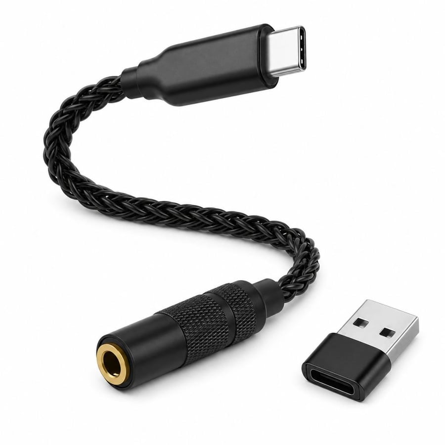 مضخم صوت HiFi USB-C إلى 3.5mm بشريحة DAC مزدوجة