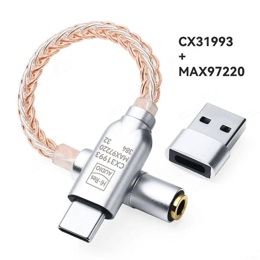 مضخم صوت HiFi USB-C إلى 3.5mm بشريحة DAC مزدوجة